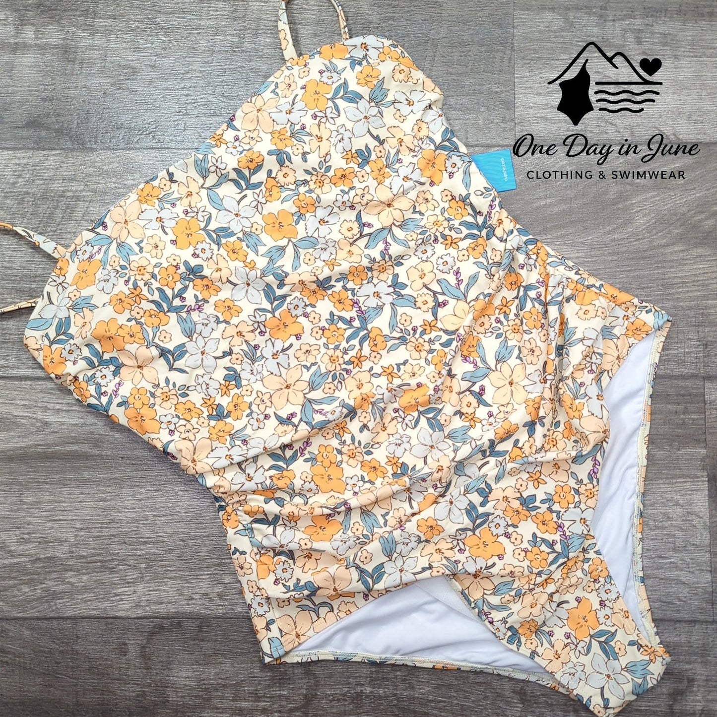 Cupshe Yellow Ditsy Shirred One Piece Swimsuit Size XL
