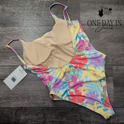 Billabong Beach Babe One Piece Swimsuit Floral Tropical NWT $99.95 Size L