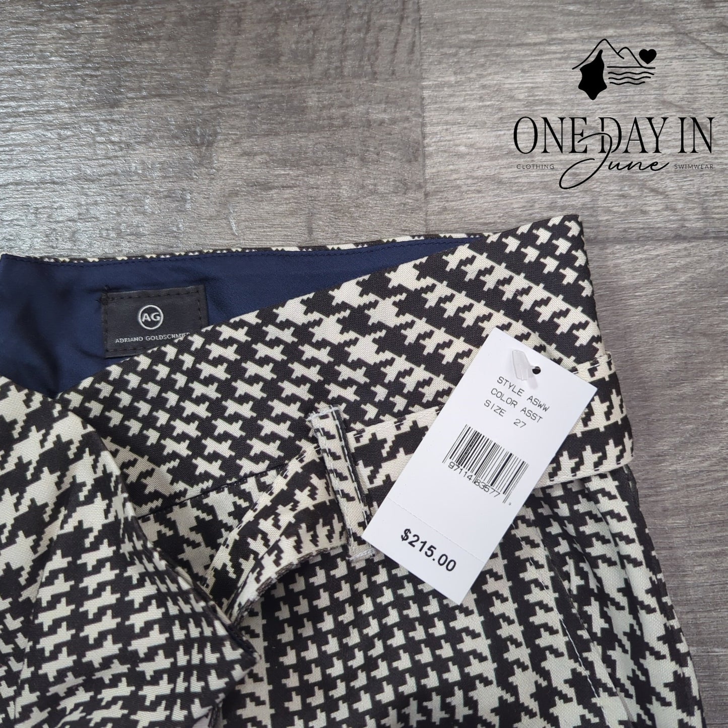 Adriano Goldschmied Lettuce Edge Houndstooth Print Pants Size 27 (4)