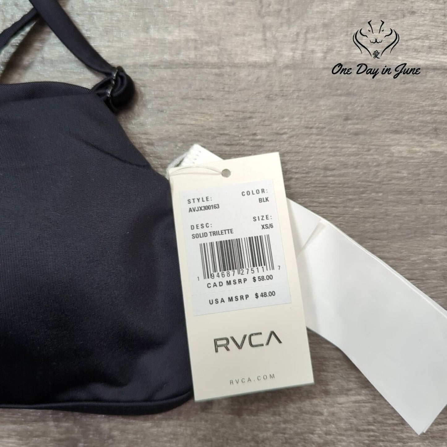 RVCA Solid Trilette Bikini Top Size XS
