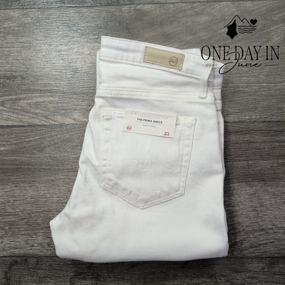 AG Adriano Goldschmied Prima Cigarette Ankle Jeans White NWT Size 0 (25)
