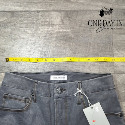 Good American Good Waist Coated Skinny Ankle Jeans Gray Silver NWT Size 4 (27)