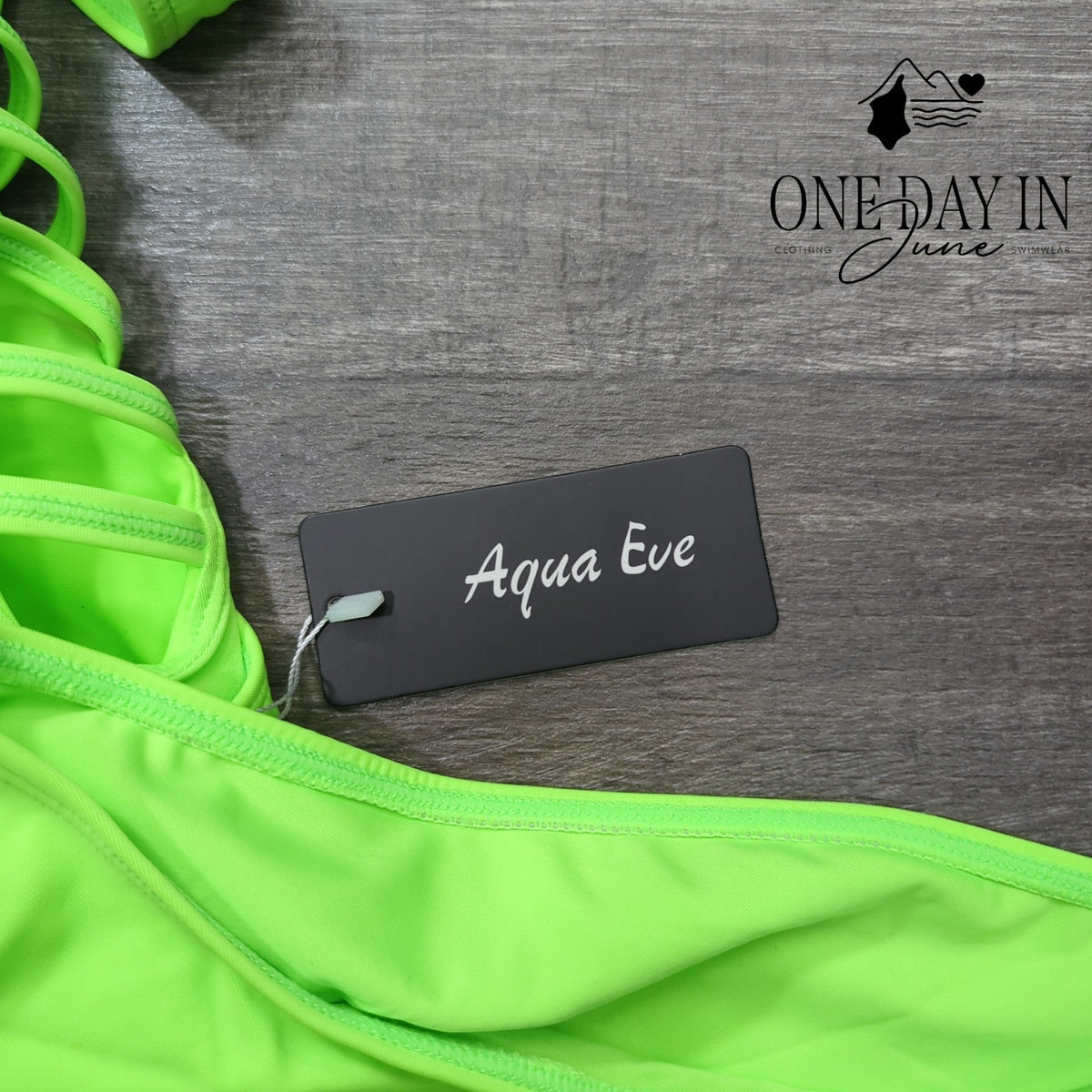 Aqua Eve Cut Out One Piece Swimsuit Neon Green Strappy NWT Size L