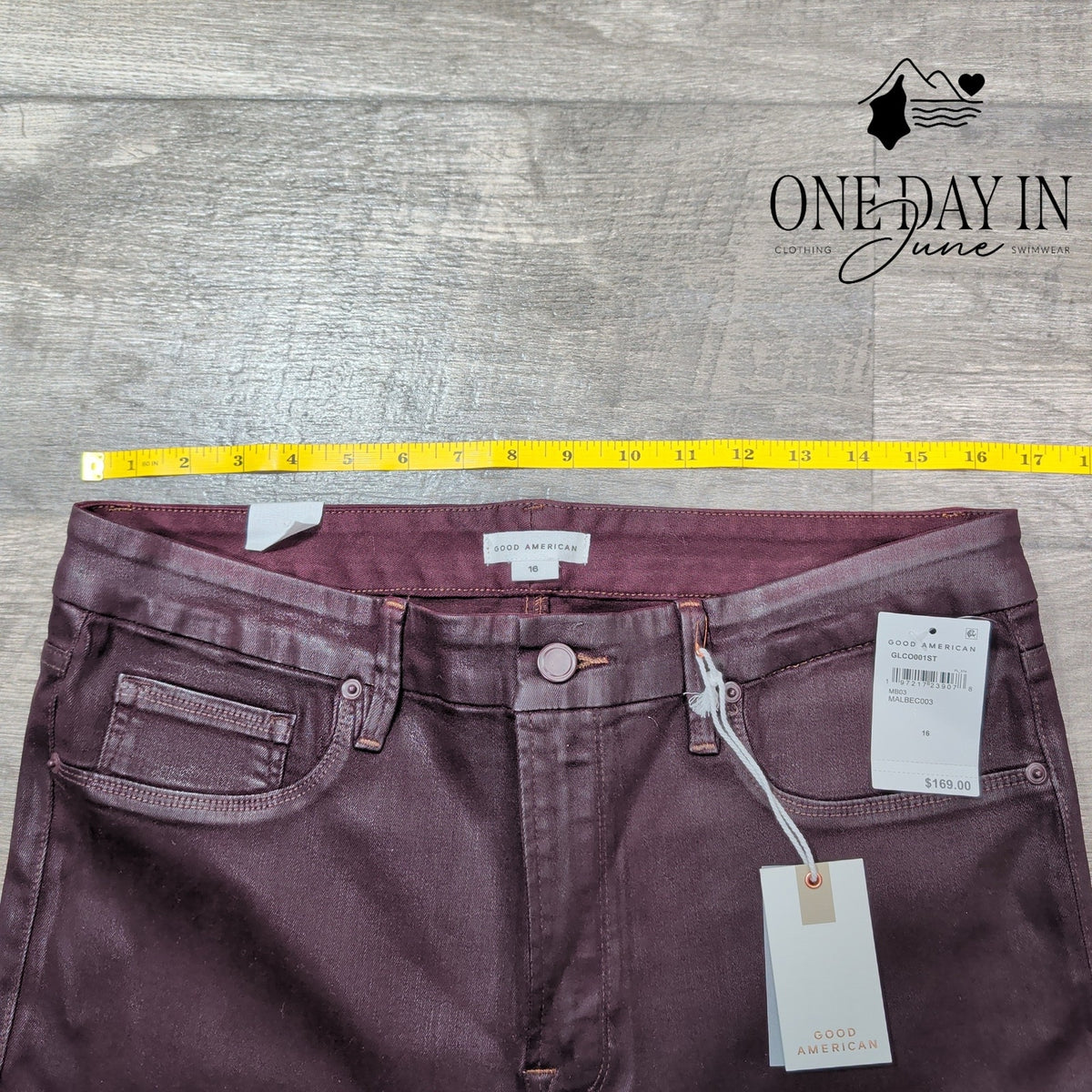 Good American Good Legs Coated Skinny Jeans Malbec Burgundy NWT $169 Size 16