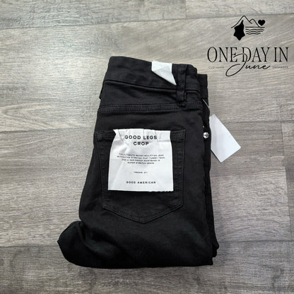 Good American Good Legs Crop Skinny Jeans Black High Rise NWT Size 6