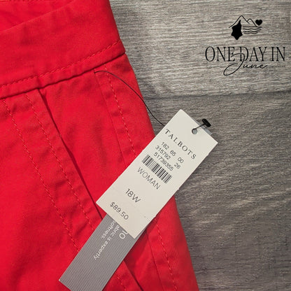 Talbots Plus Size Girlfriend Chino Ankle Pants Red NWT Size 18W