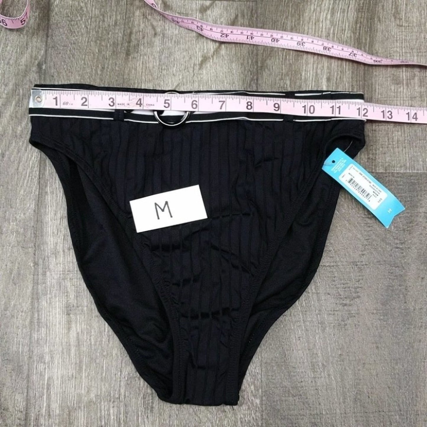 Ambrielle Ribbed High Waist Bikini Bottom Size L