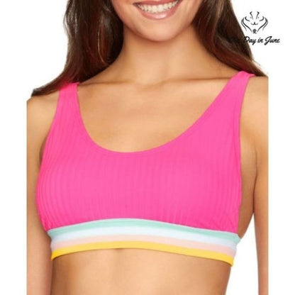 Arizona Jean Co. Ribbed High Neck Bikini Top Size S