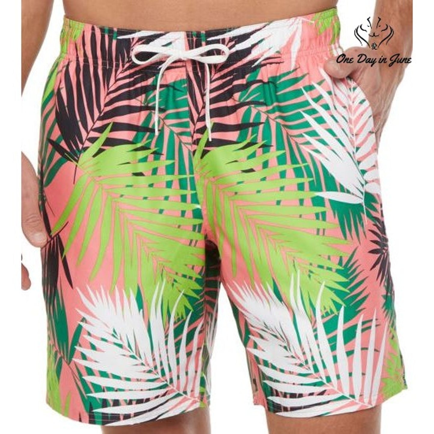 City Streets Talk To The Palm 8" Swim Trunks Size L