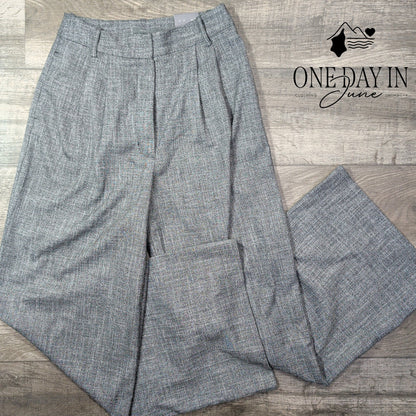 Worthington High Rise Wide Leg Faux Linen Trouser Pants Black NWT Size 6