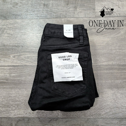 Good American Good Legs Crop Skinny Jeans Black NWT Size 2 (26)