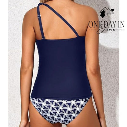 Tempt Me One Shoulder Tankini Swimsuit Size S