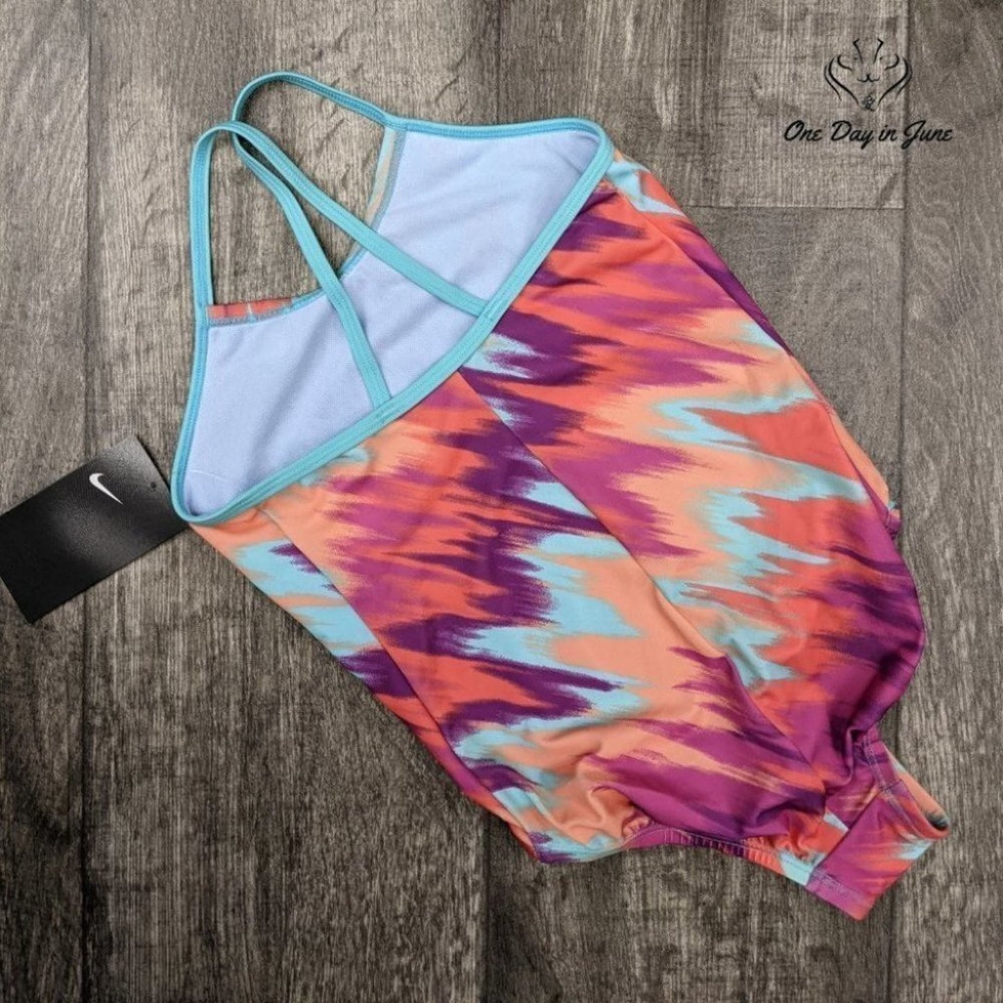 Nike Crossback One Piece Swimsuit Abstract Print Purple Orange Blue NWT Size XS