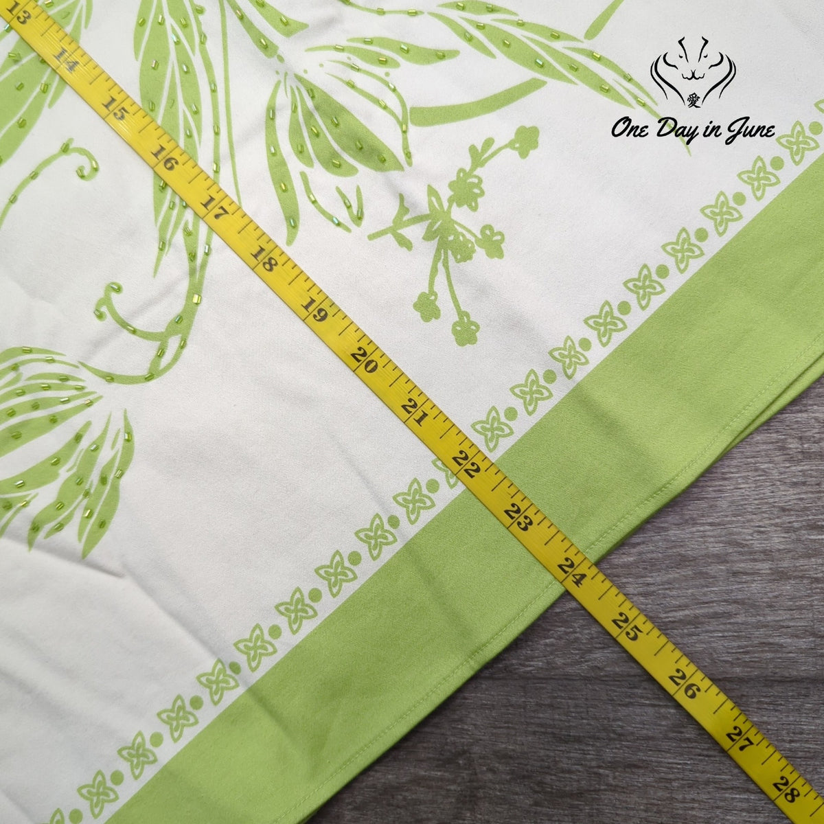New York City Design Co. A-Line Skirt White Green Floral Beaded Y2K Size 4