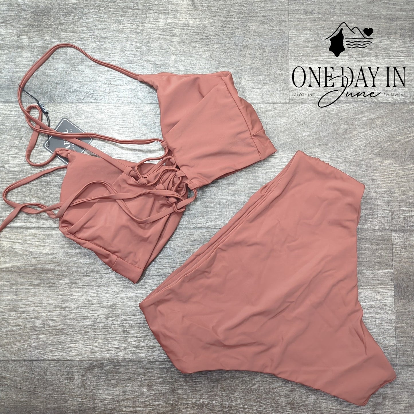Zaful Lace Up Back High Waist Bikini Swimsuit Size L