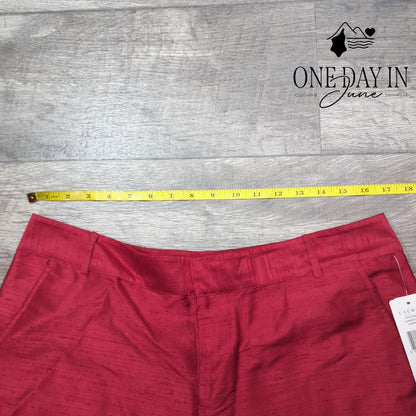 Ralph Lauren NWT Silk Capri Pants Red Cropped Dress Pants $139 Size 14P
