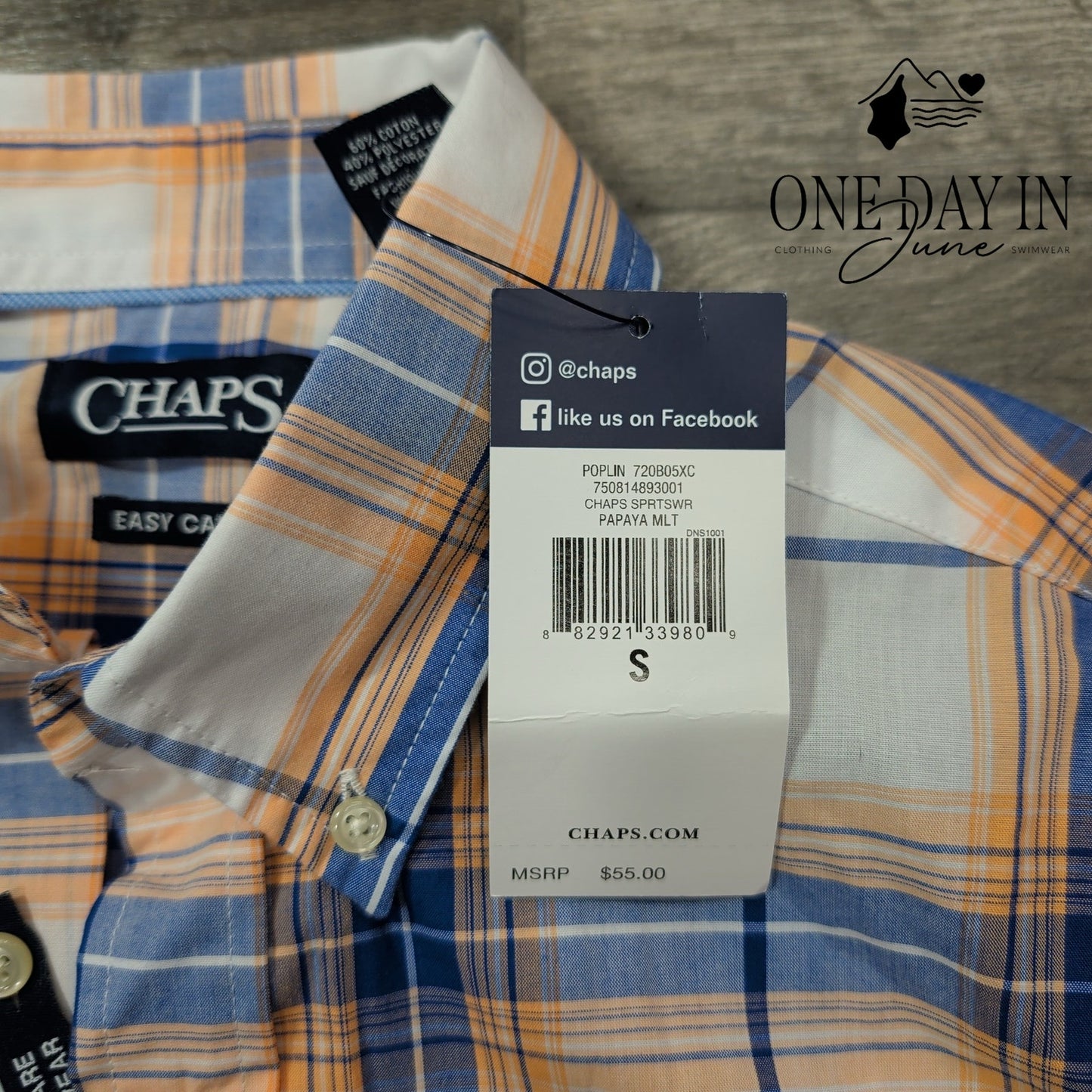 Chaps Easy Care Short Sleeve Button Front Shirt Size S