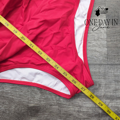 Suuksess High Neck Mesh Tummy Control One Piece Swimsuit Red Size M