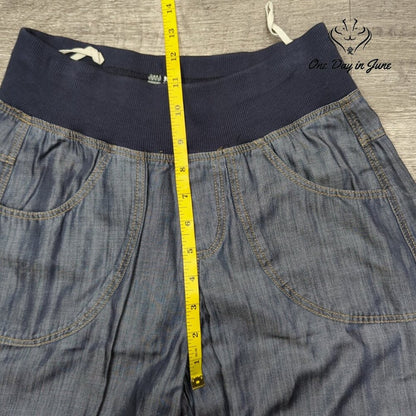 Atron Bleu Pants Blue Chambray Wide Leg Pull On Elastic Waist Size XS