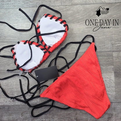 Zoyuyozio Adjustable Triangle Tie Side Bikini Swimsuit Size S