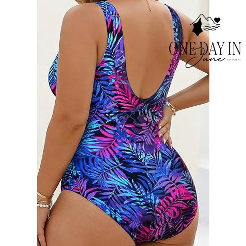Aqua Eve Plus Size Tropical One Piece Swimsuit Size 20W