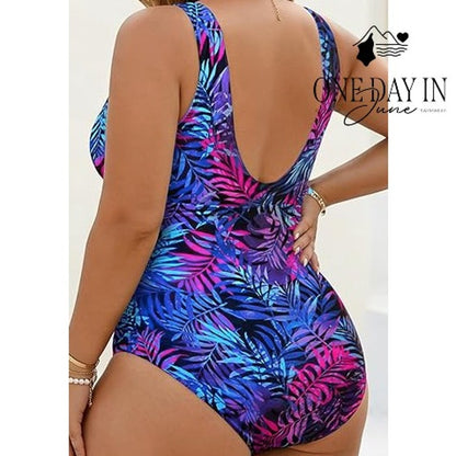 Aqua Eve Plus Size Tropical One Piece Swimsuit Size 20W