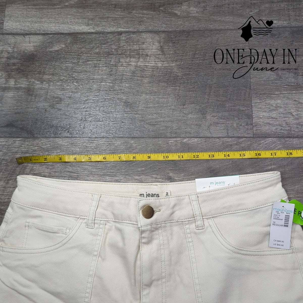 m jeans by Maurices Ankle Slim Straight Jeans White Raw Hem NWT Size 16