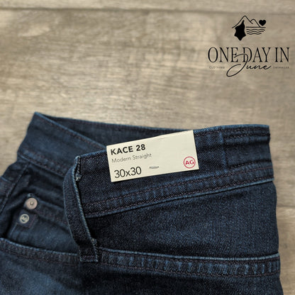 AG Adriano Goldschmied Kace Modern Straight Jeans Bridgeport Dark NWT Size 30X30