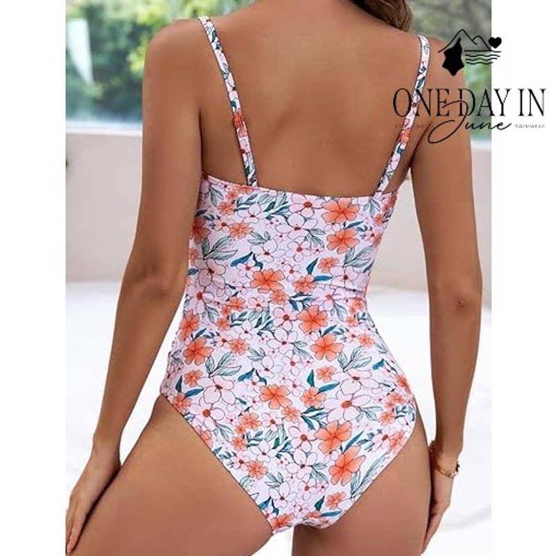 Eomenie Floral Tummy Control One Piece Swimsuit Square Neck NWT Size M