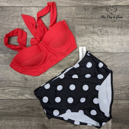 Tempotrek High Waist Polka Dot Bikini Swimsuit Size S