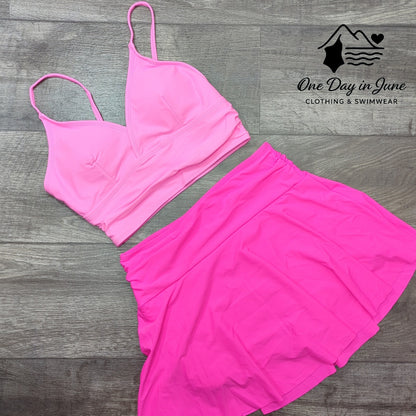 Charmleaks V Neck Crop Skirted Bikini Swimsuitq Size M