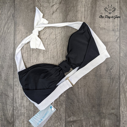 Coastal Blue Retro Halter Knotted Bikini Top Swimsuit Size S (4-6)