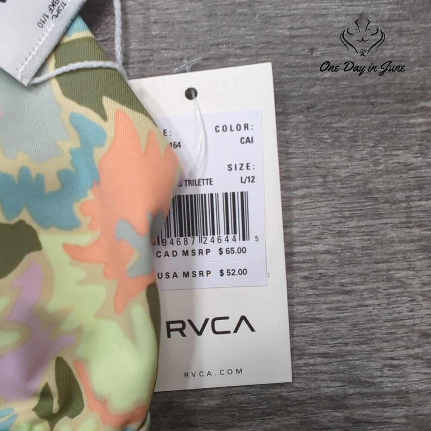 RVCA On The Road Trilette Bikini Top Size L