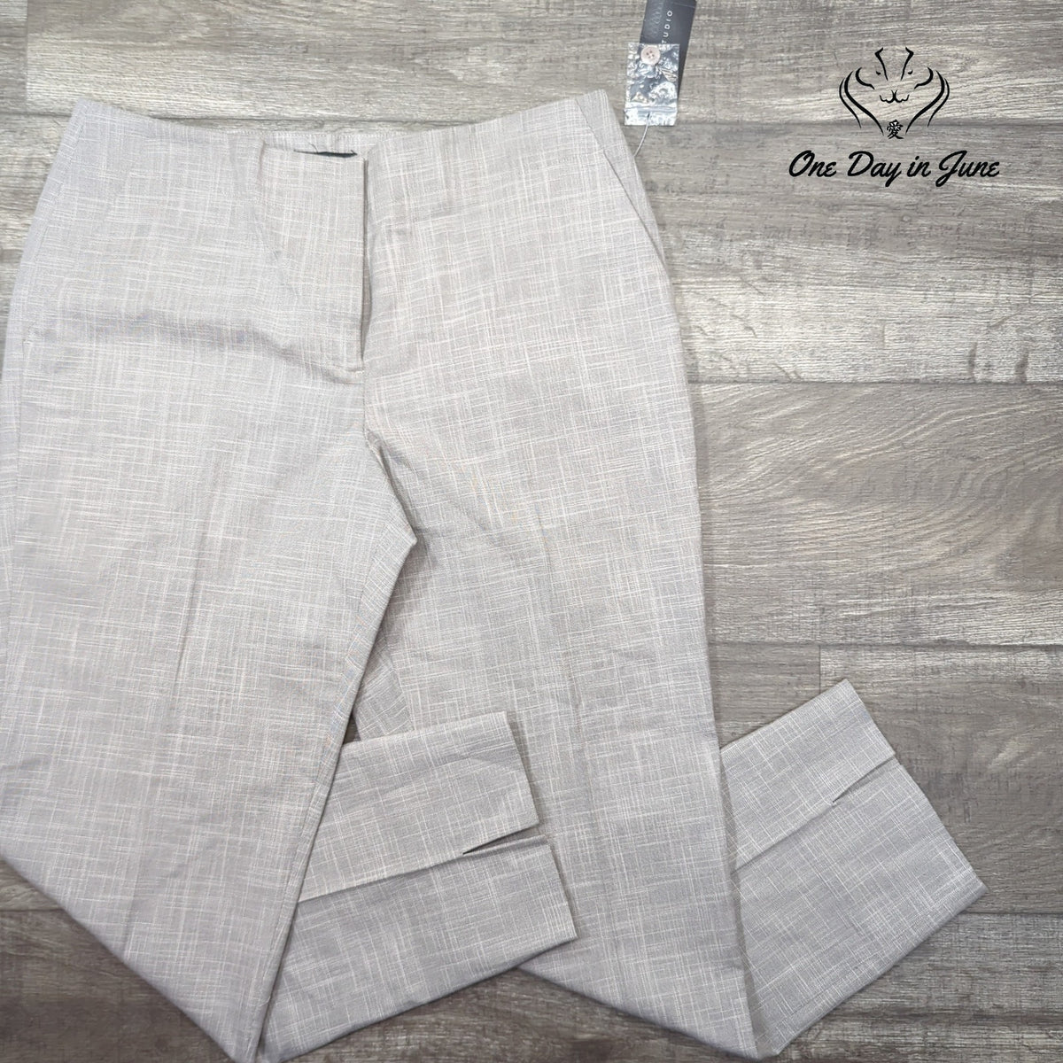 Madison Studio Dress Pants Gray Oyster Pink Straight Leg NWT Size 12
