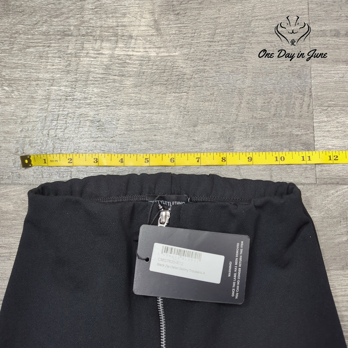 Prettylittlething Zip Front High Rise Skinny Trouser Pants Black NWT Size 4