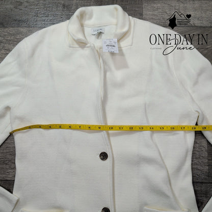 J.Crew Sweater Blazer 2 Button Knit Jacket Ivory NWT G9309 Size M