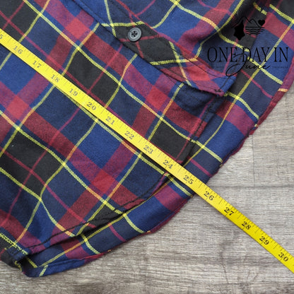 DRL Essentials Hooded Button Front Flanel Shirt Size S