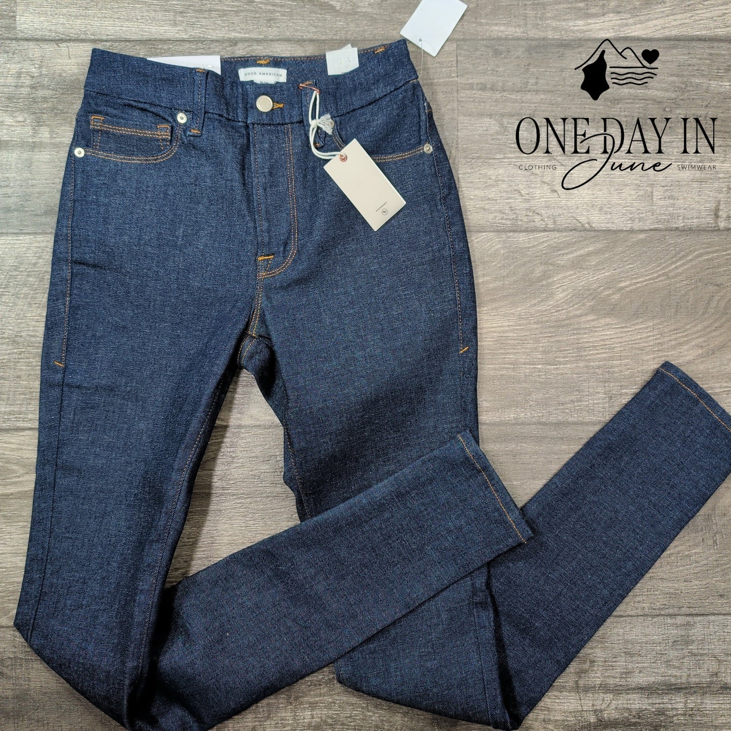 Good American Good Legs Long Skinny Jeans Dark Blue Inseam NWT Size 6