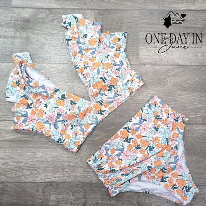 Soucrat Ruffle Shoulder Bikini Swimsuit Size M