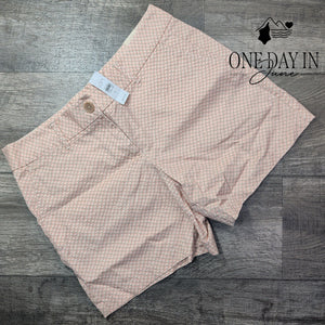 Loft Geometric Print Flat Front Shorts Pink White 6 Inch NWT Size 8