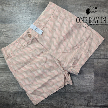 Loft Geometric Print Flat Front Shorts Pink White 6 Inch NWT Size 8