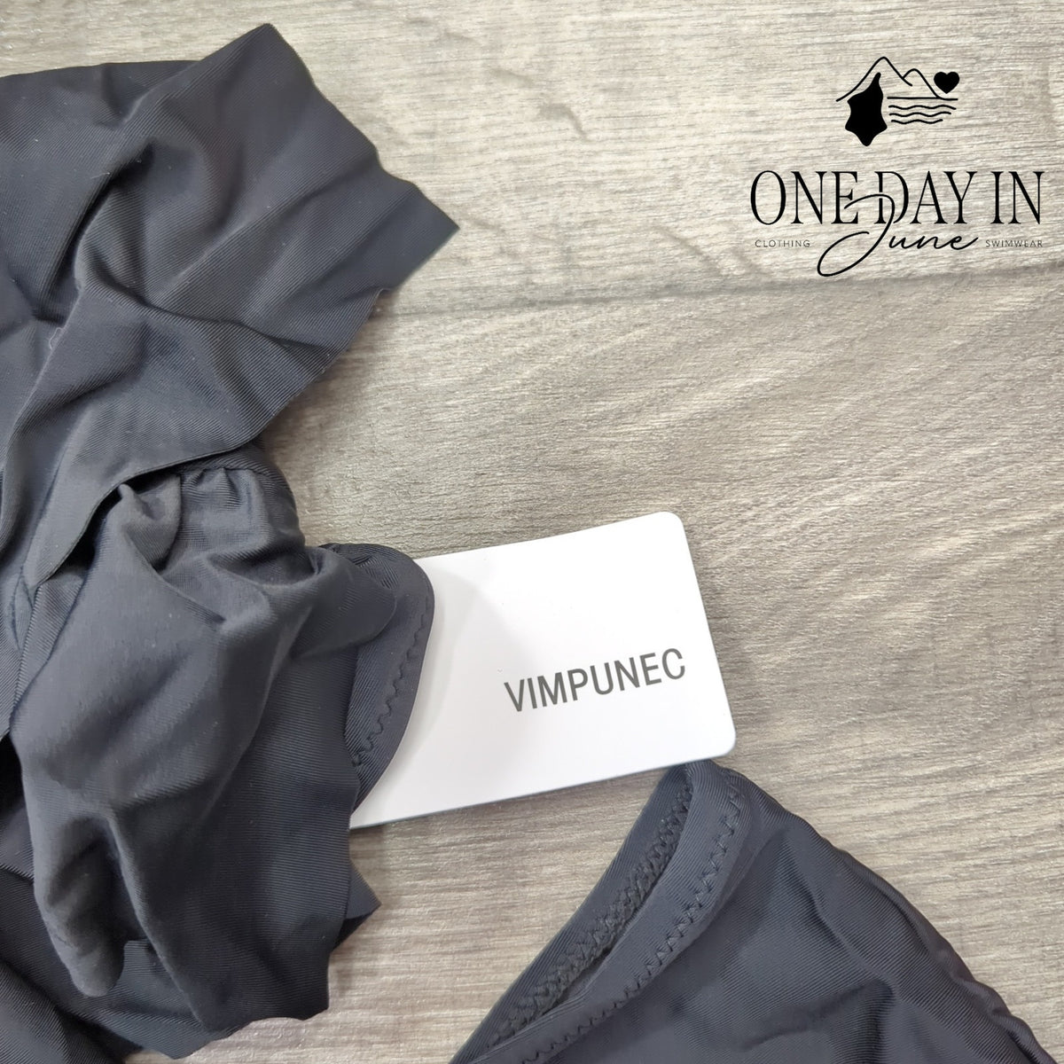 Vimpunec One Shoulder Ruffle High Waist Bikini Swimsuit Black NWT Size XXL