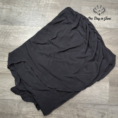Good American Mesh Side Tie Mini Skirt Black Sheer Ruched Size XL