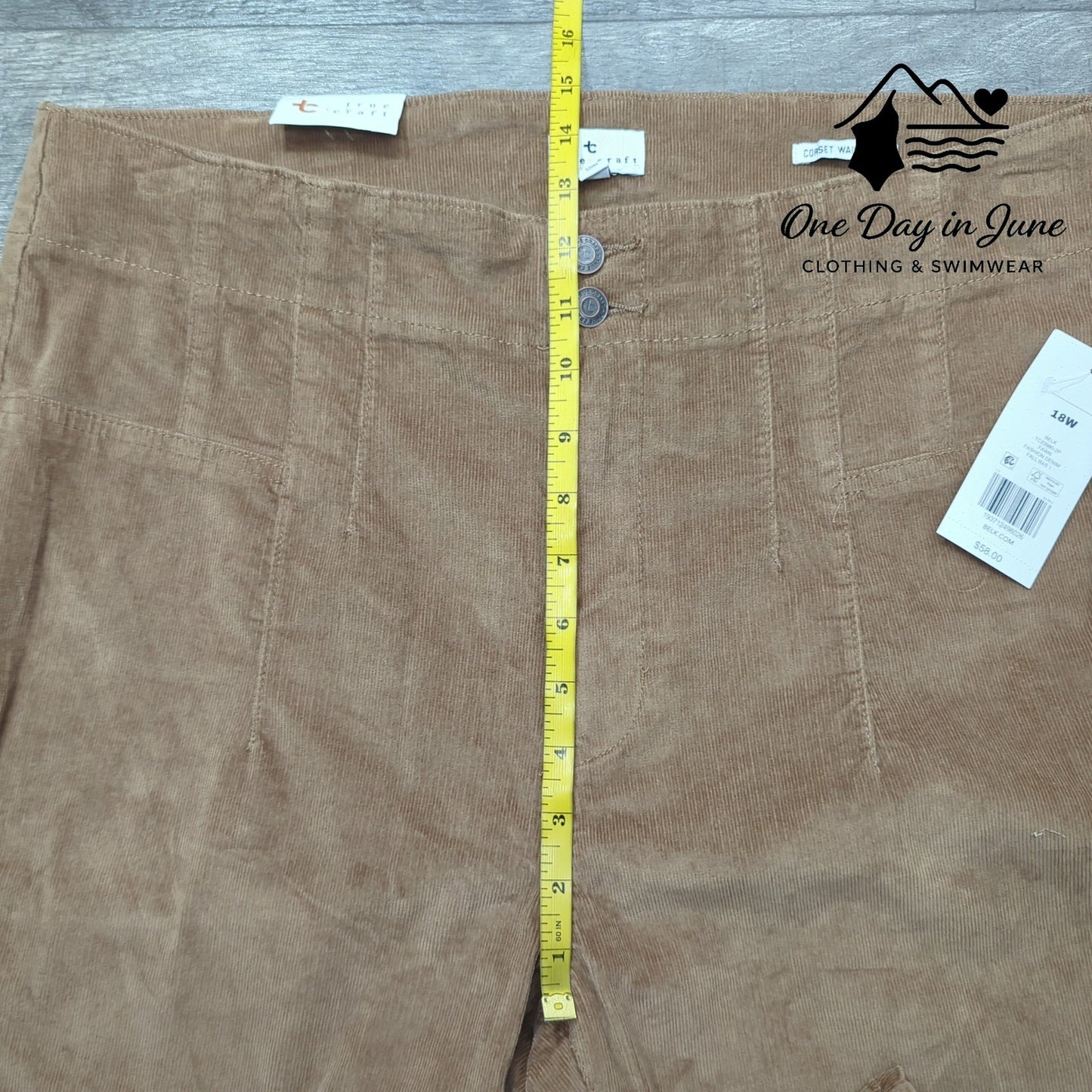 True Craft Corset Waist Flare Corduroy Pants Size 18W