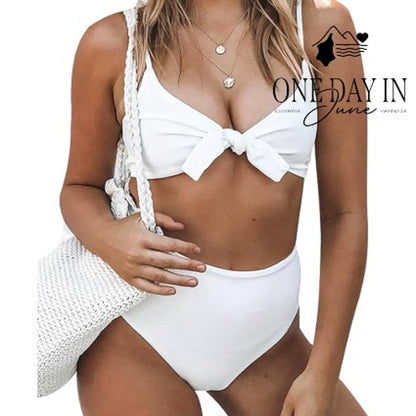 Honlyps Knot Front High Waist Bikini Swimsuit Size L