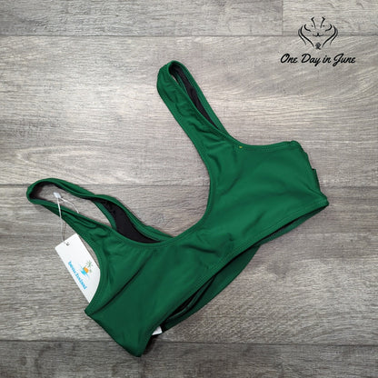 Beachsissi Cross Front Cropped Bikini Top Green NWT Size M
