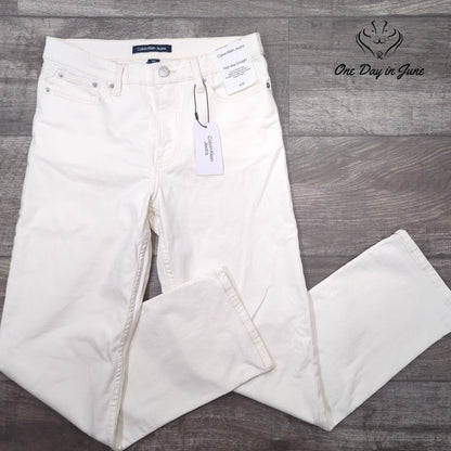 Calvin Klein Jeans High Rise Straight Leg Jeans Cream Ivory NWT Size 4