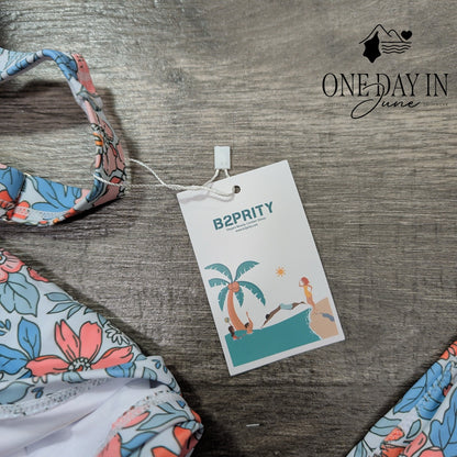 B2Prity Floral Skirted Tankini Swimsuit Size M