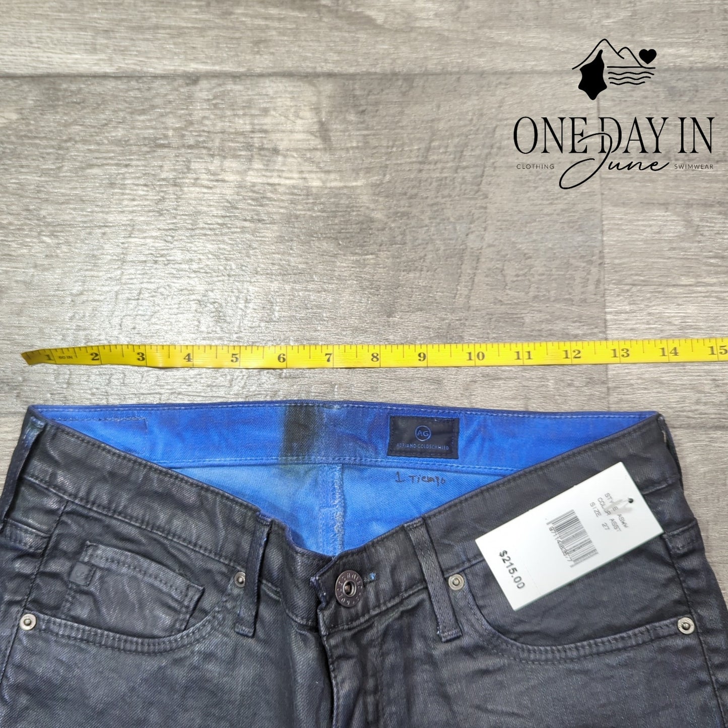 Adriano Goldschmied Coated Denim Straight Leg Jeans Size 27 (4)