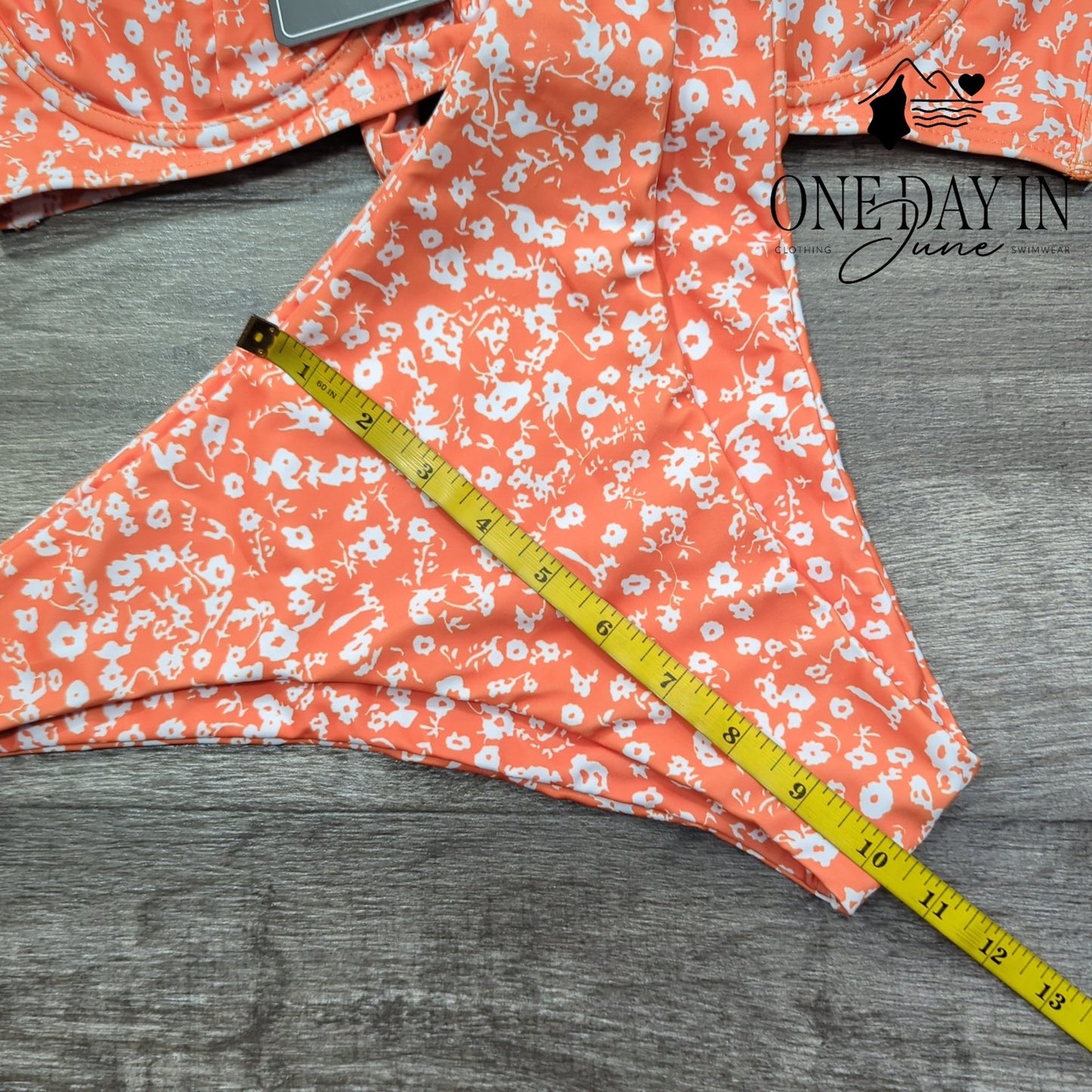 Zaful Floral Underwire Bikini Set Orange White Tie Back High Cut NWT Size L